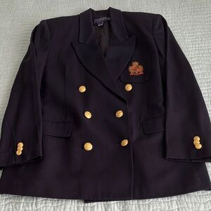 Vintage Charter Club Women’s Navy Blue Double Breasted Blazer 100% pure wool